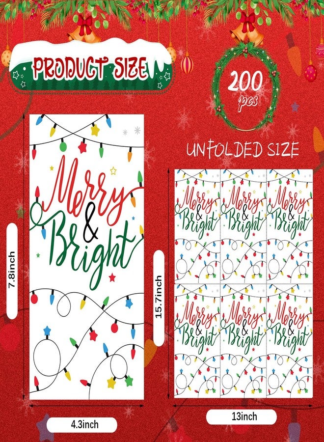 Sherr 200 Packs Christmas Napkins Light Christmas Paper Guest Towels 2 Ply Disposable Bathroom Napkins Decorative Paper Hand Towels for Xmas Winter Holiday Party Supplies (4.3 x 7.9 Inch) - Image 2